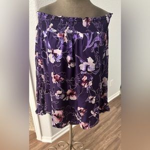 WHBM women’s XL off shoulder purple floral blouse